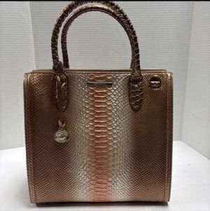 Bnwt Brahmin Elegant Metallic Gold and Bronze Handbag W Crossbody Strap